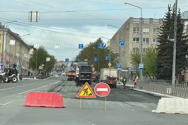 В центре Йошкар-Олы ремонтируют участок Ленинского проспекта