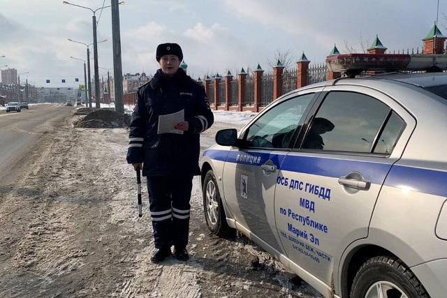 Женский патруль ГАИ провел акцию ко Дню защитника Отечества