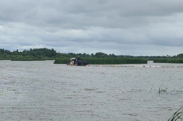 Реку Ошлу чистят от водной растительности и донных отложений 